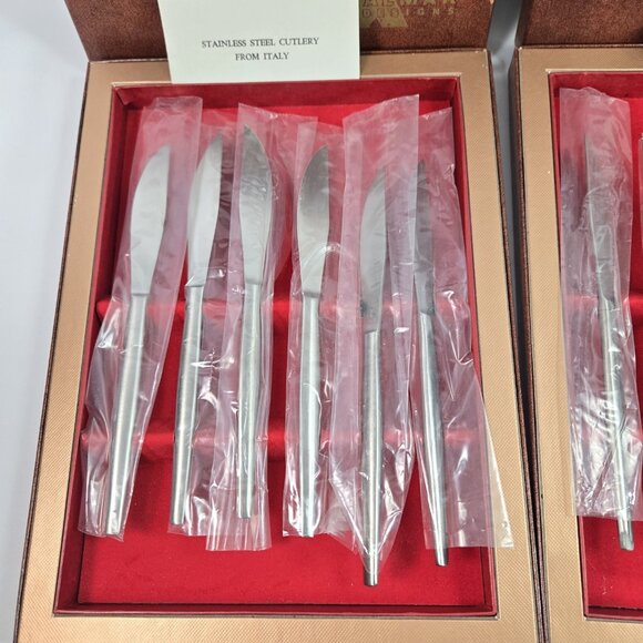 Vintage MCM Kalmar Designs Knife Sets Stainless Steel Italy NOS Steak Knives - Picture 4 of 14